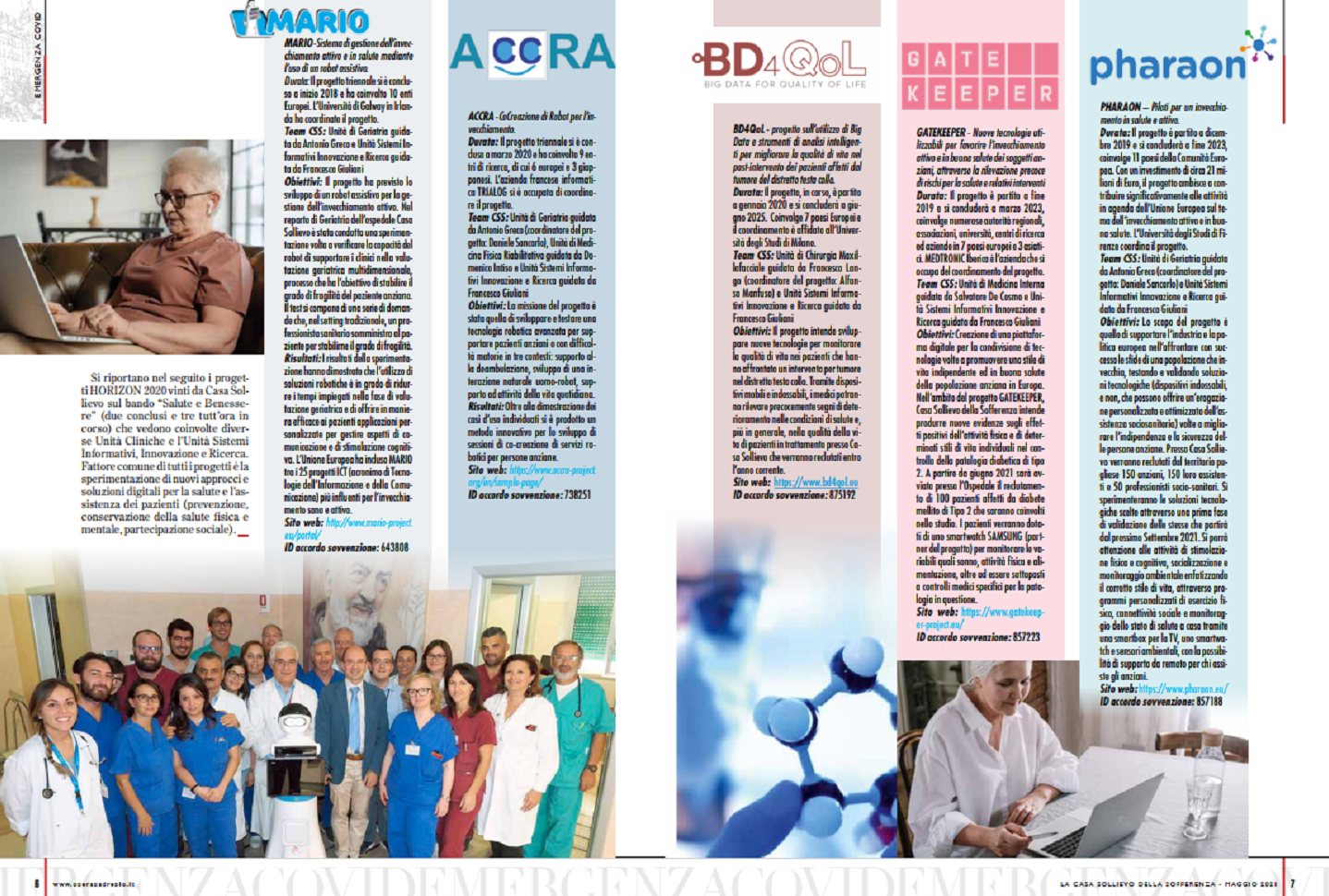 Article on the “Casa Sollievo della Sofferenza” monthly newspaper: Casa Sollievo della sofferenza among the Institutes with the best performance on the European calls H2020